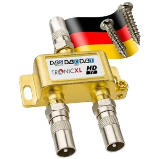 TronicXL 2-Fach BK Verteiler Premium TV Kabel Adapter Antennenverteiler Kabelfernsehen DVBC Splitter