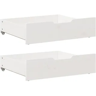 vidaXL Bettschubladen 2 Stk. Weiß 65x55x17 cm Massivholz Kiefer