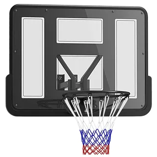 sportnow Basketballkorb mit Rückwand für Outdoor & Indoor, Basketballbrett mit Ø45 cm Stahlkorb und Netz, Wandmontage, Basketball Board für Erwachsene, 110 x 80 x 75 cm, Schwarz