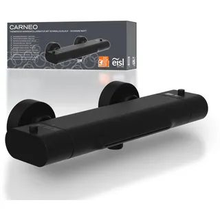 Eisl CARNEO, Wasserhahn Bad mit Thermostat, Badewannenarmatur Wasserfall, Mischbatterie Badewanne, Schwarz