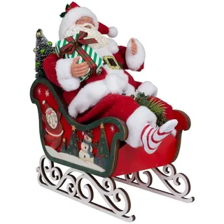 Christmas Paradise Weihnachtsmann im Schlitten Deko Figur 28 cm (Weihnachtsdeko, 1 St., stehend), rot rot