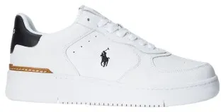 Polo Ralph Lauren für Herren. 809891791003 Court Leder Turnschuhe weiß (42), Wohnung, Schnürsenkel, Lässig