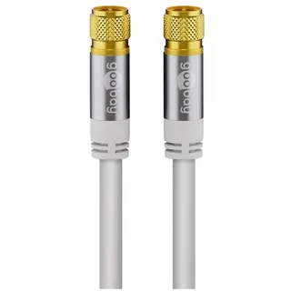 goobay Sat Antennenkabel 2m, 135dB 4-fach geschirmt, Koaxialkabel mit F-Stecker F-Stecker, reines Kupfer, vergoldet, für 4K 8K UHD DVB-S2 TV - 70600
