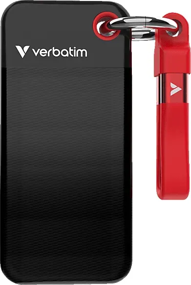 VERBATIM Pocket USB 3.2 Gen 2 Festplatte, TB SSD, extern, Schwarz/Rot