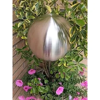 garten-wohnambiente Rosenkugel 10 cm Stab Edelstahl matt gebürstet Gartenstecker Dekokugel Dekorationskugel Kugel
