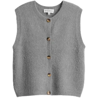 OPUS PANTS Damen Weste | PORAH Regular Strickweste im Alpaka Wollmix easy grey, 36 - 36