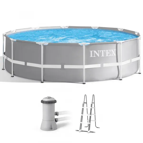 Intex Schwimmbecken Pool, Grau, 366 x 99 cm Frame Pool Set Prism Rondo 26716
