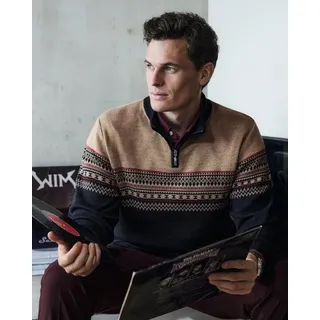 Hajo Stehkragenpullover Stehkragen-Pullover im Fair Isle-Dessin blau 54
