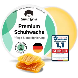 Emma Grün® Schuhwachs Farblos Lederpflege & Schuhpflege 100ml [MIT BIENENWACHS] - Lederbalsam Lederfett Farblos - Lederschuhe Pflege natürlich Made in Germany - Schuhwachs