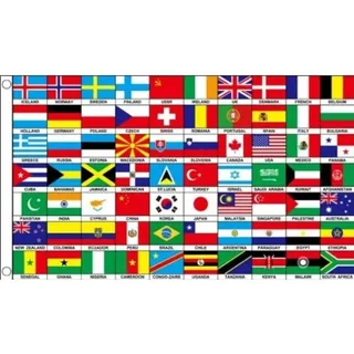 AZ FLAG Flagge Welt 70 Nationen 150x90cm - 70 LÄNDER Fahne 90 x 150 cm - flaggen Top Qualität