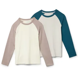 Tchibo - 2 Kinder-Langarmshirts - Jungen - Gr. 98/104 - mittelbraun