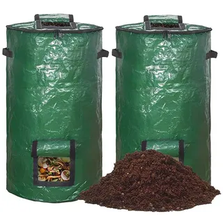 2er-Pack Komposter Garten, Stabil Gartenabfallsack Garden mit Deckel für kompost, klein schnellkomposter mit Stabile Tragegriffe und Belüftungsöffnungen, Composter für Balkon 116 Liter