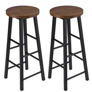 Woltu Barhocker 2er Set Bistrohocker, Gestell aus Stabilem Stahl, Sitzfläche aus Mdf, Dunkelbuche