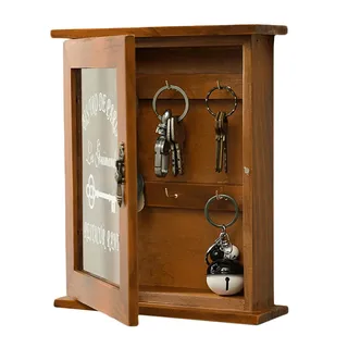 Wandmontierter Schlüsselkasten Aus Holz Mit Retro-acryltür – Eleganter Und Langlebiger Schlüsselorganizer