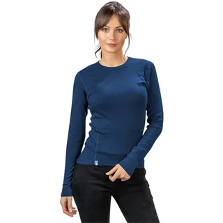 ALPIN LOACKER 100 Merino Langarmshirt Damen 230g/m2 I Feinste Merinowolle Unterwäsche I Langarm Wandershirt für Outdoor und Sport, Blau M - M