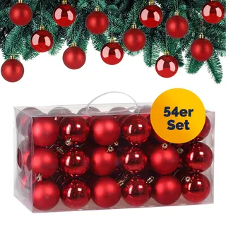 CASARIA Weihnachtskugeln 54tlg. Ø rot