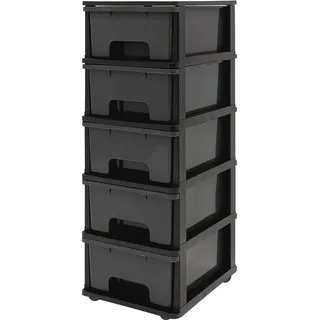 ABBAware Schubladenbox, Schubladen-Container auf Rädern, 5 große 17 Liter Schubladen, der Umwelt zuliebe aus recyclebarem PP Kunststoff, in schönen Farbvarianten, Rollcontainer, Organizer, Stapelboxen