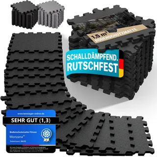 monzana MONZANA® Bodenschutzmatten Fitness & Pool mit Randstücken 30 x 30 cm 1,5 qm Rutschfest EVA-Schaumstoff Puzzlematte Trainingsmatten Fitnessgeräte