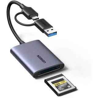 UGREEN USB-C auf CFexpress Type B Kartenleser mit USB-A & C Port, 10Gbps bis zu 1250MB/s, kompatibel mit CFexpress B Karten für 8K Video, Mac, Windows, Linux, Laptop, Tablet, Aluminiumgehäuse