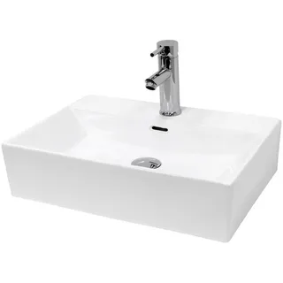 ECD Germany Waschbecken, Weiß, 515x360x130 mm inkl Ablaufgarnitur