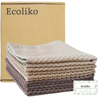 Ecoliko Putztücher für Matte & Glatte Küchenfronten [6er] fusselfrei & schnelltrocknend, Streifenfreie Reinigungstücher für Kühlschrank, zur leichten Entfernung von Öl & Fingerabdrücken, 30×30 cm