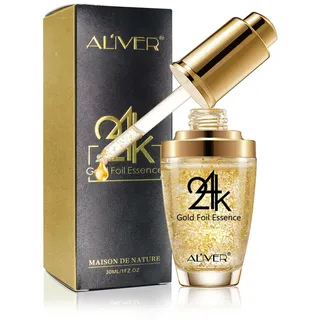 24K Gold Essence Collagen Face Serum Moisturizer Enriched with Vitamin C Serum, Vitamin E Cream for Skin care with Hyaluronic Acid Serum 1 FL OZ (30mL)