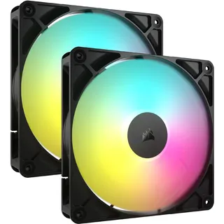 Corsair RS140 ARGB Pwm 14 Cm Ventilator 2 Einheiten – Daisy-Chain-Verbindung – Geräuscharm – Magnetisches Dome-Lager – Doppelpack – Schwarz