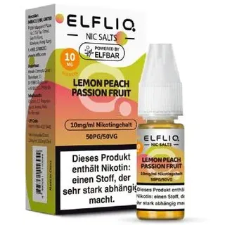 Elfbar ELFLIQ Lemon Peach Passion Fruit NicSalt Liquid 10ml / 10mg