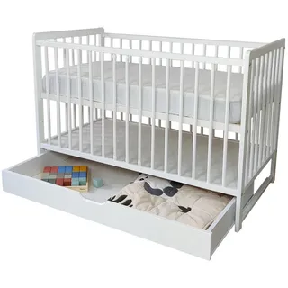 Kids Collective Babybett Weiß, Holz, Kiefer, 60x120 cm, Babymöbel, Babybetten, Gitterbett
