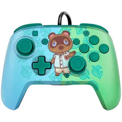 PDP Faceoff Deluxe + Audio Animal Crossing (Switch, Switch Lite, Switch OLED), Gaming Controller, Blau, Grün