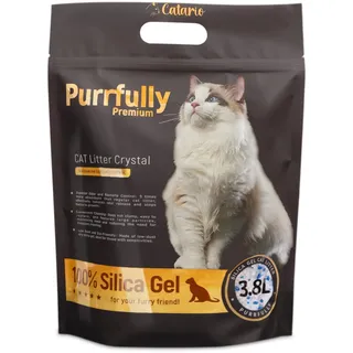 Catario Purrfully Silikat-Katzenstreu - Maximale Geruchskontrolle, 5X Höhere Saugfähigkeit, Antibakteriell, Staubfrei, Monatlicher Wechsel, Sanft für Allergiker, Praktische Verpackung 3,8L