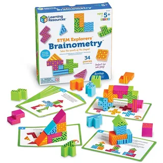 Learning Resources STEM Explorers Brainometry, ab 5 Jahren, Logikspiel für Kinder, fördert räumliches Denken & Mint-Kompetenzen, 3D-Knobelspiel mit 10 Aufgaben & 34 Teilen
