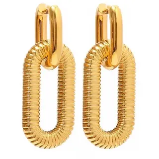 ROUGEMONT Paar Creolen Zweiteilige Damen Statement Creolen Ohrringe, Wasserfest goldfarben