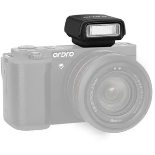 Camnoon Mini Kamerablitz, GN8 6500K Blitzgerät, 3-stufige Helligkeit, manueller/automatischer Blitz, eingebauter Akku für Canon, Nikon, Sony, Fujifilm, Olympus, Panasonic Kameras (Schwarz)