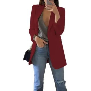 Soulolo Blazer Damen Elegant Damenjacke Longblazer Business Lang Jacke Slim Jacke Mantel Damen Cardigan Anzüge Bedruckter Anzug - 3XL
