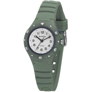 Sinar Jugenduhr Armbanduhr Analog Quarz Unisex Silikonband XB-19-3 olivgrün