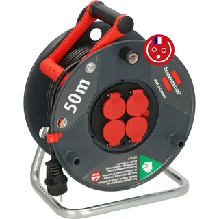 Brennenstuhl Garant V2 IP44 Outdoor Kabeltrommel 50m (Made in Germany, 4-Fach mit erhöhtem Berührungsschutz, Spezialkunststoff) französisches Stecksystem
