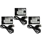 EXTENSILO 3x Akku kompatibel mit Canon EOS 6D, 80D, R5, 7D Mark II, 70D, 90D, R, 6D Mark II, R5 C, 7D Kamera (2250 mAh, 7,4 V, Li-Ion), USB-C Buchse