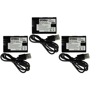EXTENSILO 3x Akku kompatibel mit Canon EOS 6D, 80D, R5, 7D Mark II, 70D, 90D, R, 6D Mark II, R5 C, 7D Kamera (2250 mAh, 7,4 V, Li-Ion), USB-C Buchse