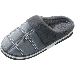 Nidddiv Hausschuhe Herren Mit Namen Herren Winter Home Cotton Slides Christmas Antlers Print Thermopantoffeln Casual Home Schuhe Schuhe Herren Angebote Winter (Grey, 48-49) - 48 EU