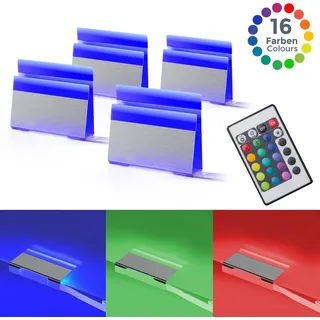 B.K.Licht LED Dekolicht, 8 flammig, Leuchtmittel LED-Board, LED fest integriert, LED Clips RGB Glasboden-Beleuchtung Glaskantenlichter Leuchten Vitrine Schrank