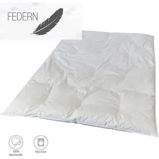 Bettdecke Feder Daune Oberbett 135x200cm Baumwolle Natur Hotel Pension Steppdecke - Weiß
