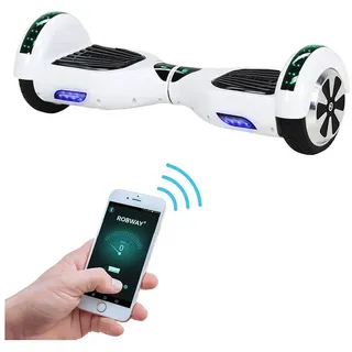 Robway Balance Scooter 6.5” Hoverboard W1 - 700 Watt mit LED Licht & Bluetooth Player, 700,00 W, 15,00 km/h, (Hoverbaord für Kinder, 1 tlg., Hoverboard, Balance Scooter, Skateboard, Elektro Scooter, Balanceboard), Self-Balance-Scooter, Bluetooth, Robway App, LED, Gyrosensoren weiß