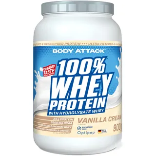 Body Attack 100% Whey Protein Vanilla Cream Pulver 900 g