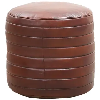 Marrakesch Orient & Mediterran Interior Marrakesch Vintage Sitzkissen Hocker inklusive Füllung und aus echtem Leder | Pouf Sitzhocker Janeiro 45 cm rund in Cognac Braun | Fußhocker Sitzsack als Skandinavische Schlafzimmer Wohnzimmer Deko