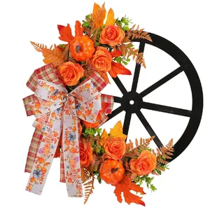Glasornament, Thanksgiving-Türkranz, Herbstkranz, Haustür, Türkranz, ganzjährig, Festival, Türkranz, Weihnachten, Türkranz, moderner Türkranz, Herbst-Outdoor-Kristallblume (Orange, 42 x 45 x 8 cm)