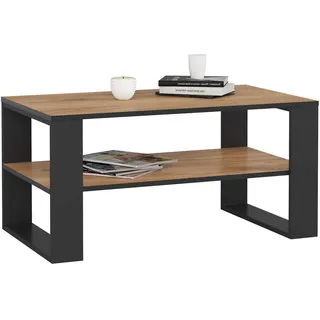 Akord Couchtisch Eiche Schwarz, Holzwerkstoff, Nachbildung, Rechteckig,Rechteckig, 92x45x53 cm, Wohnzimmer, Wohnzimmertische, Couchtische