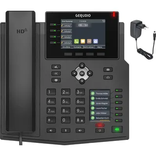 GEQUDIO GX5+ Set mit Netzteil - Fritzbox, Telekom kompatibel - Premium Freisprechen & 2X Farbdisplays - Anleitung (PDF) für Fritz!Box Telefonanlage, Sipgate, Telekom, Speedport