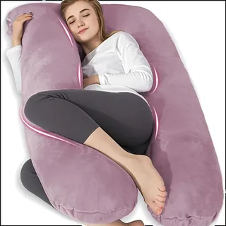 Chilling Home Schwangerschaftskissen, U Form Seitenschläferkissen mit Bezug U Kissen Stillkissen groß Lagerungskissen, Kissen für Frauen und Seitenschläfer(Lila, Samt)