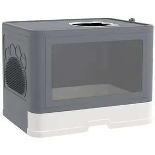 PawHut Katzentoilette mit Deckel Katzenklo mit Schaufel, für Katzen bis 4 kg, für Indoor, Kunststoff